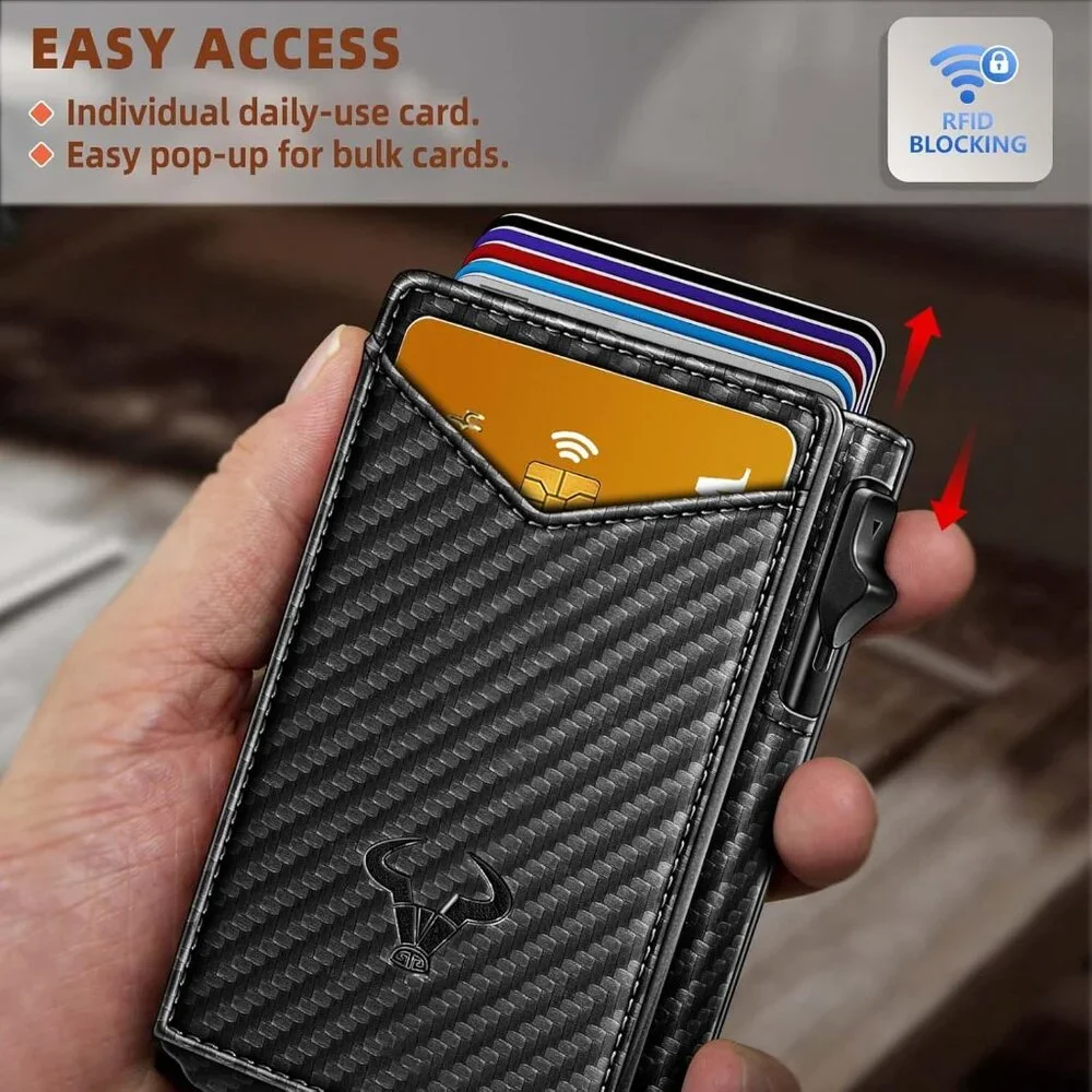 Men Wallet Money Clip Wallet Slim For Gift Men 9Cards-Metal Credit Card Case